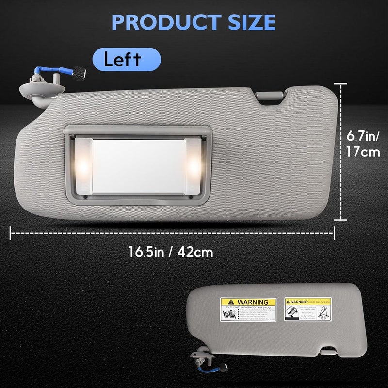 ItranMc Sun Visor Driver Side for Honda CRV 2017–2022, Left Side Sunvisor with Lighted Mirror, Gray, Replacement#83280-TLA-A12ZB - Image 3